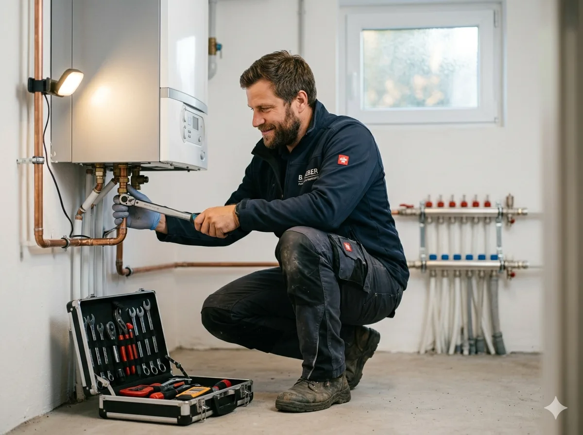Handwerker-Hände an einer Werkbank — symbolisch für die Trennung zwischen Handwerk und Büro